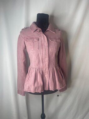 Altard State Mulberry Pink Peplum Jacket With Raw Hem Size S Cotton Blend NWT